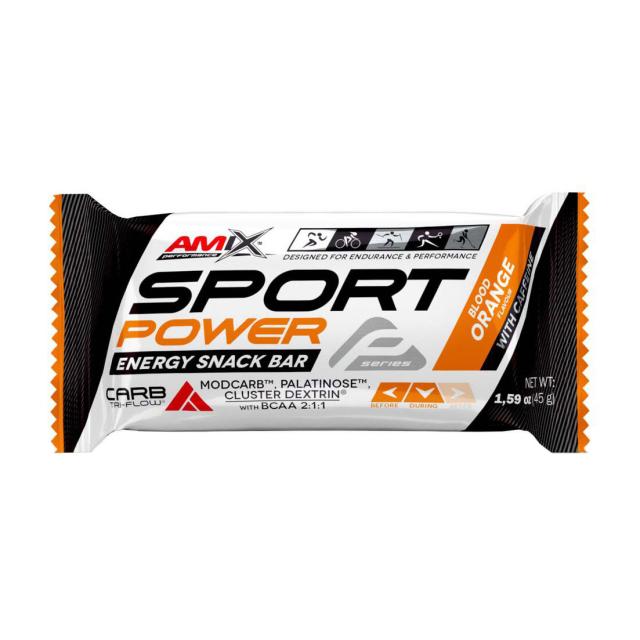 foto энергетический батончик amix nutrition sport power energy snack bar з кофеїном та червоним апельсином, 45 г