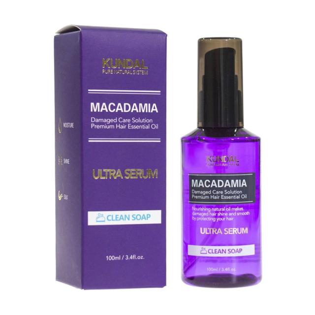 foto сироватка для волосся kundal pure natural system macadamia ultra serum макадамія, аромат clean soap, 100 мл