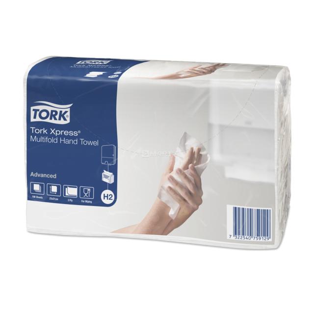 foto рушники паперові tork xpress advanced білі, н2, складання multifold, 2-шарові, 190 листів