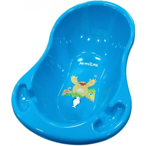foto дитяча ванночка tega baby lux монстрики зі зливом 102 см, блакитна (mn-005odpływ-126)