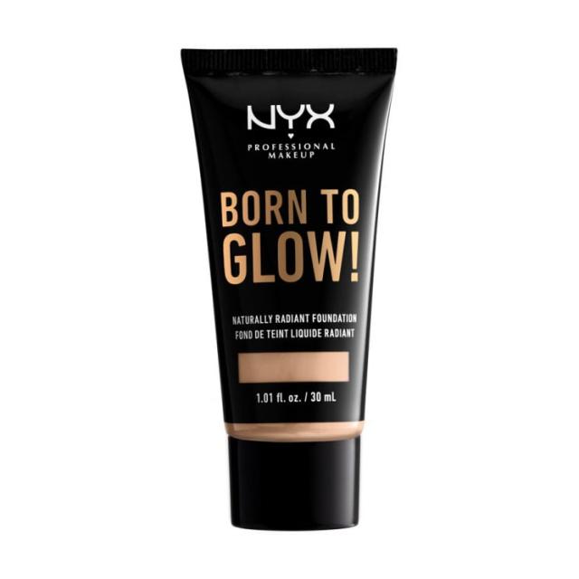 foto сяюча тональна основа для обличчя nyx professional makeup born to glow! naturally radiant foundation, 06 vanilla, 30 мл
