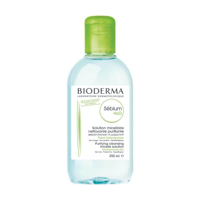 foto міцелярна вода для обличчя bioderma sebium н2о purifying cleansing micellar water для жирної, комбінованої шкіри, 250 мл