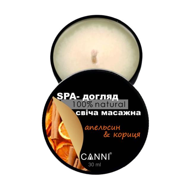 foto spa-свічка масажна для манікюру canni апельсин-кориця, 30 мл