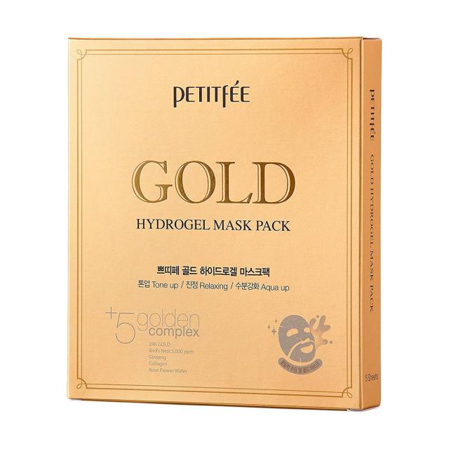 foto гідрогелева маска для обличчя з золотим комплексом +5 petitfee & koelf gold hydrogel mask pack +5 golden complex, 5 шт