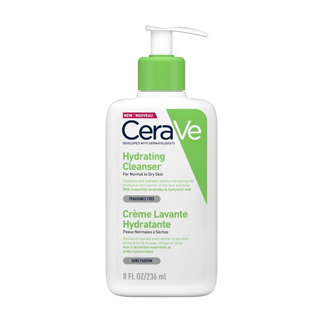 foto зволожувальний очищувальний засіб cerave hydrating facial cleanser для нормальної та сухої шкіри обличчя та тіла, 236 мл