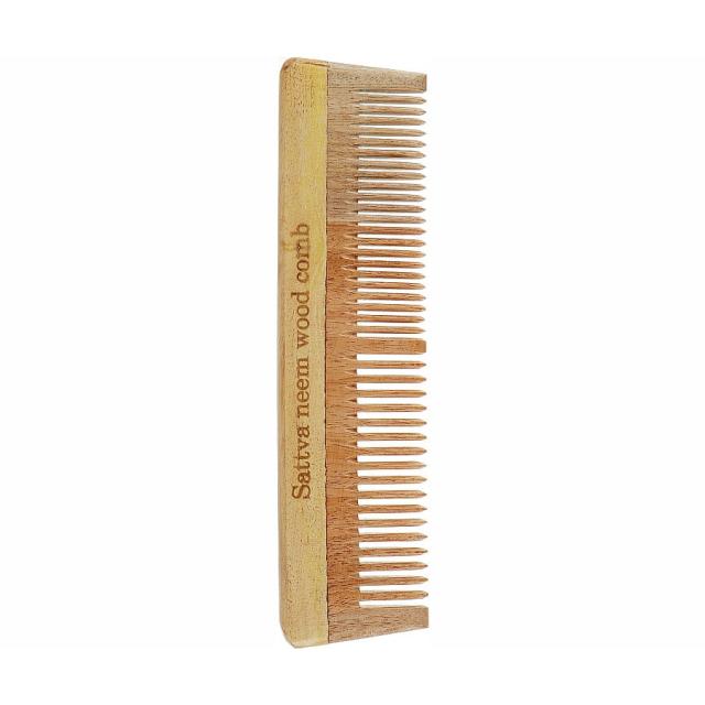 foto гребінь для волосся sattva neem wood comb дерев'яний, 19 см
