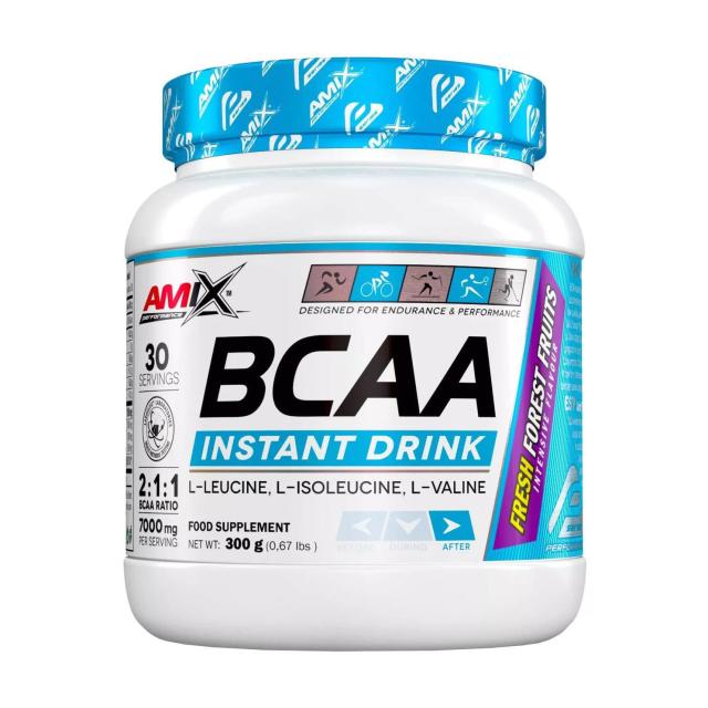 foto харчова добавка амінокислота в порошку amix nutrition performance amix bcaa instant drink лісові фрукти, 300 г