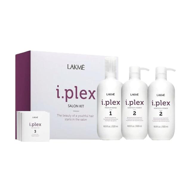 foto салонний набір для відновлення волосся lakme  i.plex salon kit (засіб для зміцнення, 500 мл + відновлювальний засіб, 2*500 мл + маска, 3*10 мл)