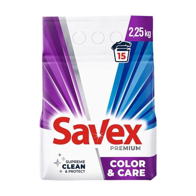 foto пральний порошок savex premium color & care, 15 циклів прання, 2.25 кг