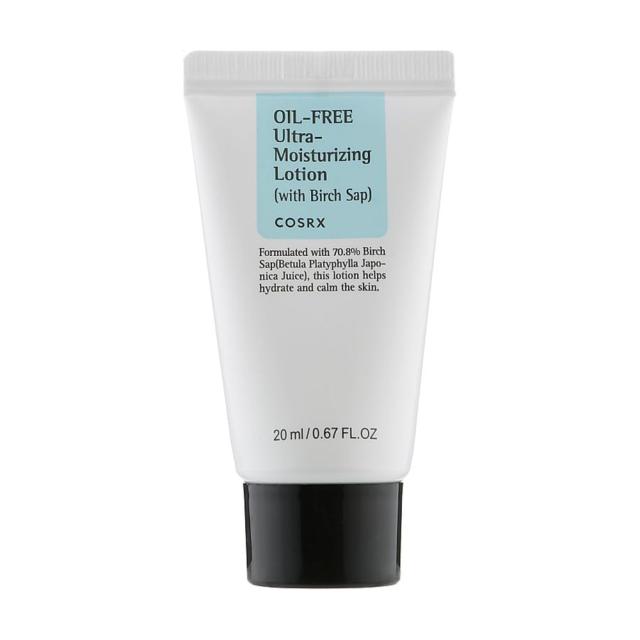foto безолійний ультразволожувальний лосьйон для обличчя cosrx oil-free ultra-moisturizing lotion з березовим соком, 20 мл