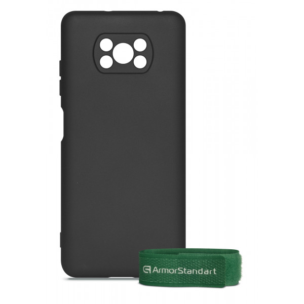 foto чохол для смартфону armorstandart icon case for xiaomi icon case for xiaomi poco x3 black + органайзер cactus (arm58770)