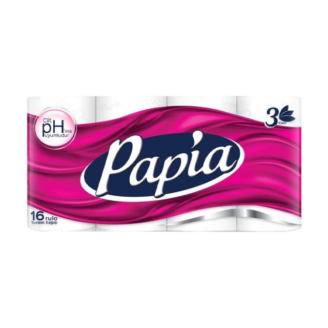 foto туалетний папір papia білий, 3-шаровий, 150 відривів, 16 шт