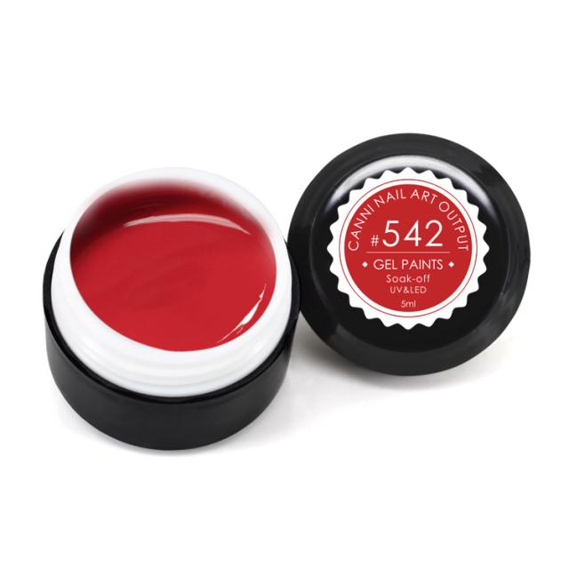 foto гель-фарба canni nail art output gel paints soak-off uv&led 542 темно-червона, 5 мл