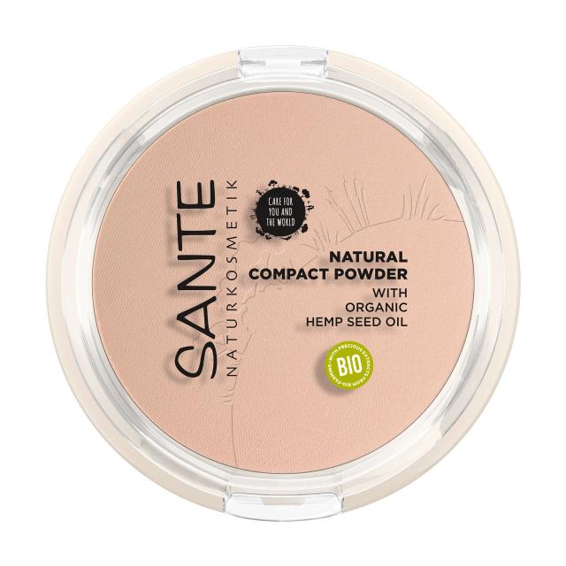 foto компактна біопудра для обличчя sante natural compact powder 01 cool ivory, 9 г