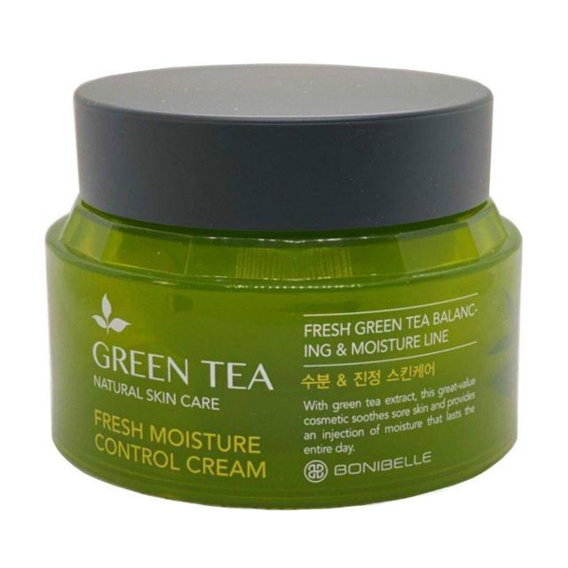 foto зволожувальний крем для обличчя bonibelle green tea fresh moisture control cream з екстрактом зеленого чаю, 80 мл