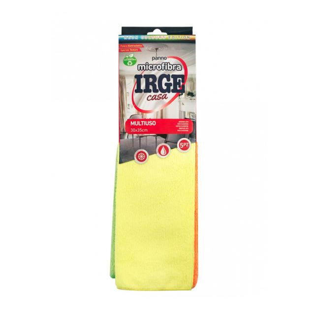 foto універсальна серветка для прибирання irge з мікрофібри, 30*35 см, 5 шт (світлі кольори)