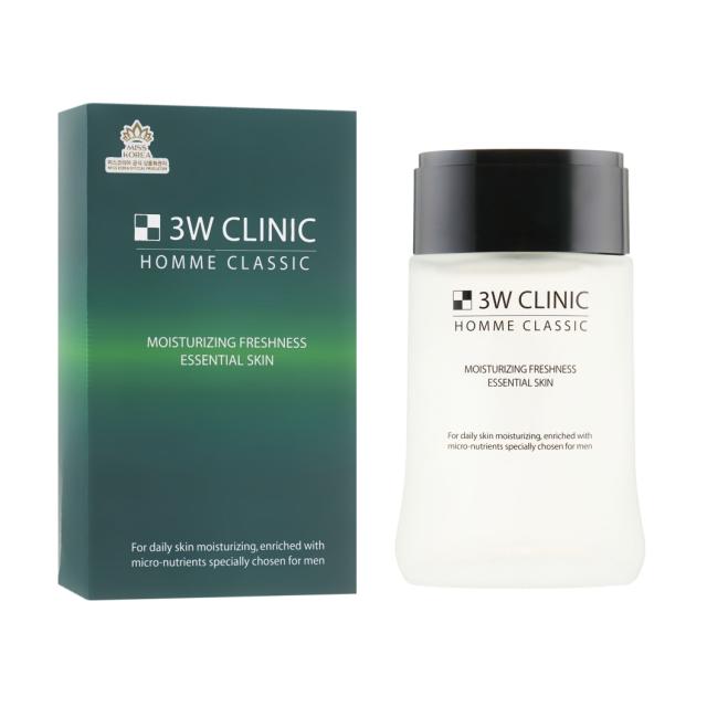 foto чоловічий освіжальний тонер для обличчя 3w clinic homme classic moisturizing freshness essential skin, 150 мл