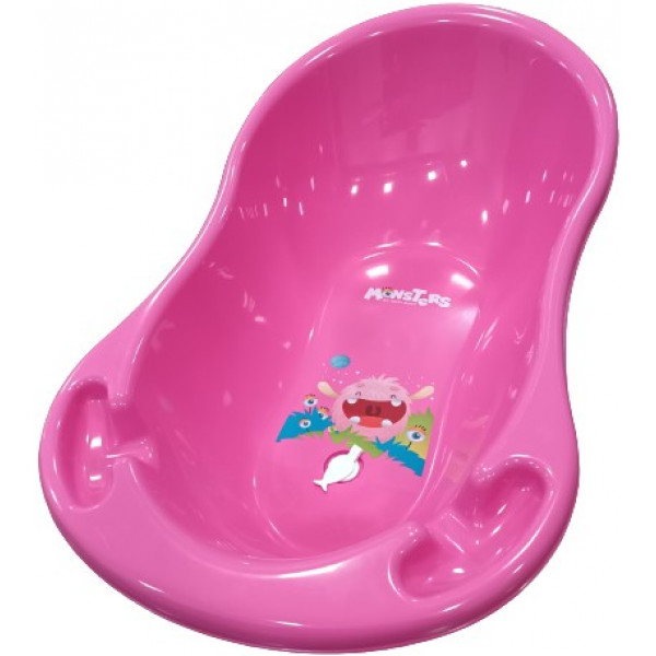 foto дитяча ванночка tega baby монстрики зі зливом 86 см, рожева (mn-004odpływ-127)
