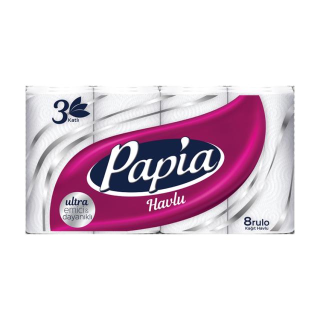 foto туалетний папір papia білий, 3-шаровий, 150 відривів, 8 шт