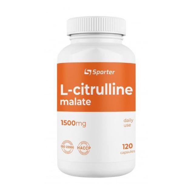 foto харчова добавка амінокислоти в капсулах sporter l-citrulline malate l-цитрулін малат, 1500 мг, 120 шт