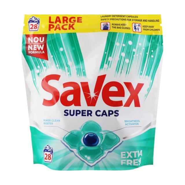 foto капсули для прання savex super caps extra fresh, 28 циклів прання, 28 шт