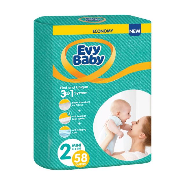 foto підгузки evy baby mini розмір 2 (3-6 кг), 58 шт