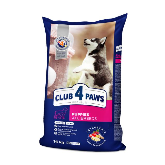 foto сухий корм для цуценят всіх порід club 4 paws premium з високим вмістом курки, 14 кг