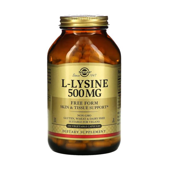 foto харчова добавка амінокислота в капсулах solgar l-lysine l-лізин 500 мг, 250 шт