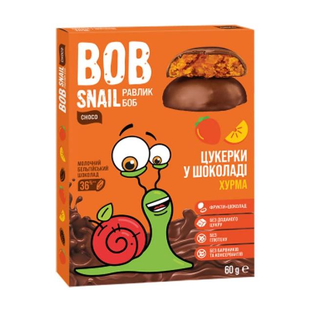 foto натуральні цукерки bob snail хурма в молочному шоколаді, 60 г