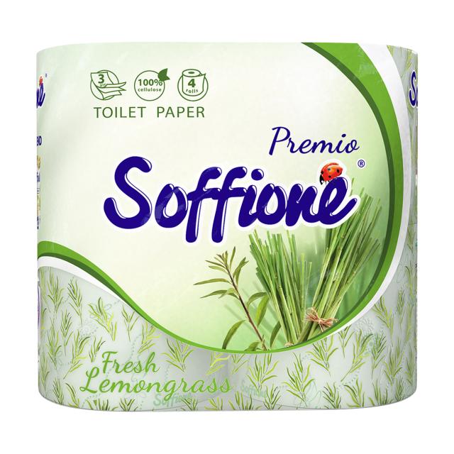 foto туалетний папір soffione fresh lemongrass зелений, 4 шт