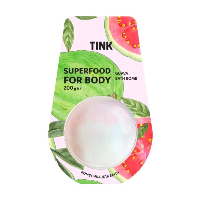 foto бомбочка-гейзер для ванни tink superfood for body guava bath bomb гуава, 200 г