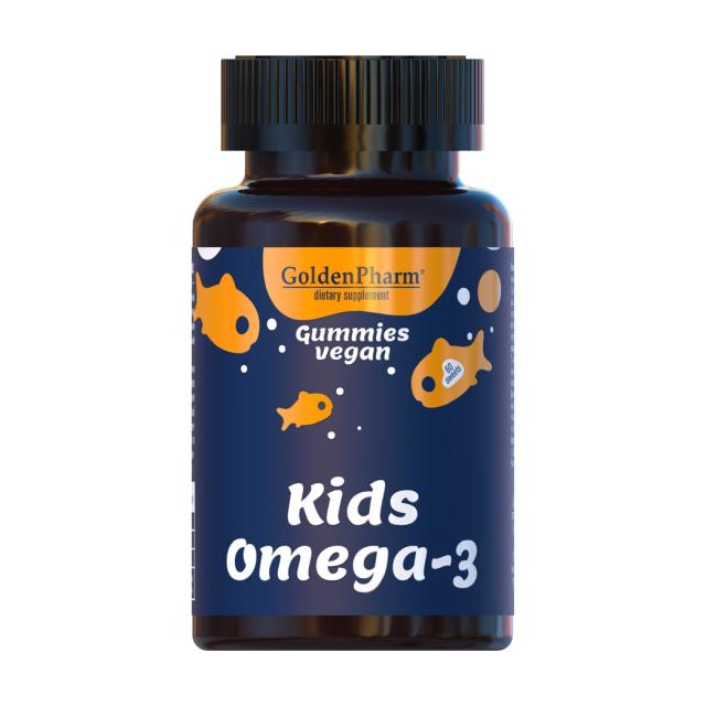 foto харчова добавка для дітей golden pharm kids omega-3 веганський мармелад, 60 шт