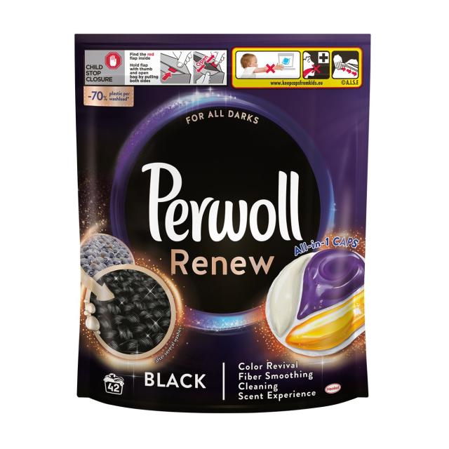 foto капсули для прання perwoll renew black для темних і чорних речей, 42 цикли прання, 42 шт