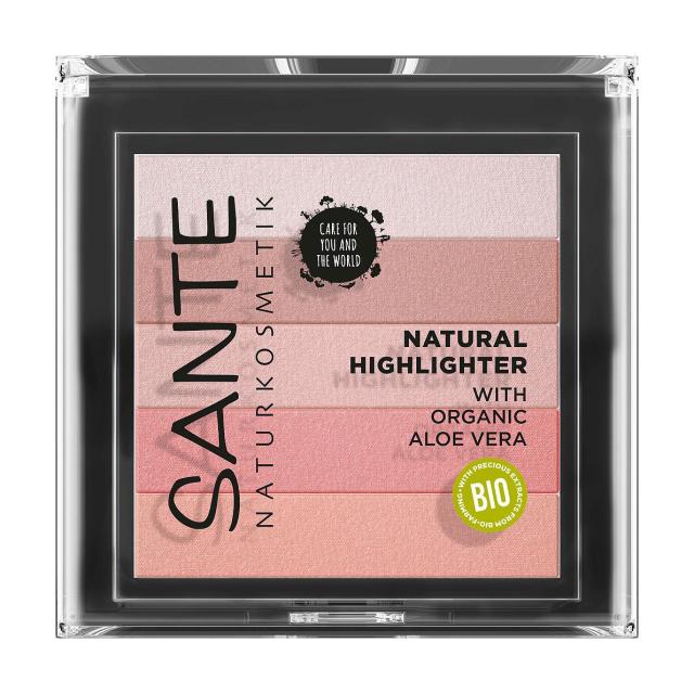 foto біохайлайтер для обличчя sante natural highlighter with organic aloe vera 02 rose, 7 г