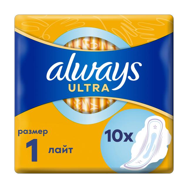 foto гігієнічні прокладки для критичних днів always ultra light, 10 шт