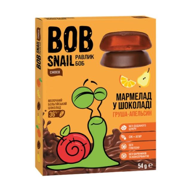 foto мармелад bob snail груша-апельсин в молочному шоколаді, 54 г