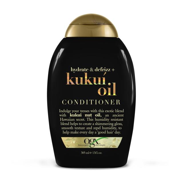 foto кондиціонер ogx hydrate & defrizz + kukui oil conditioner для зволоження та гладкості волосся, з олією гавайського горіха, 385 мл