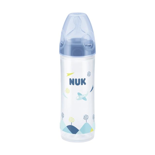 foto пляшка для годування nuk new classic first choice, з силіконовою соскою, м, розмір 2, для хлопчиків, 250 мл