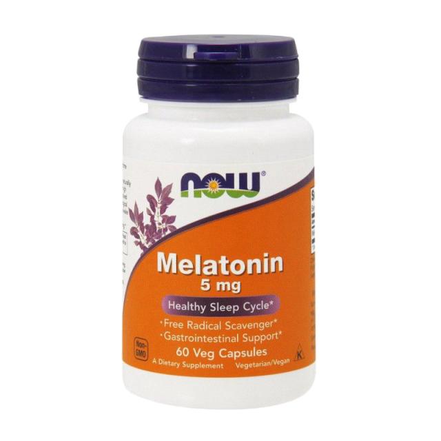 foto харчова добавка в капсулах now foods melatonin мелатонін 5 мг, 60 шт
