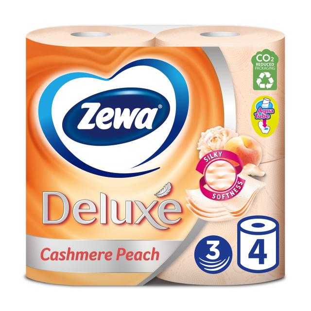 foto туалетний папір zewa deluxe з ароматом персика, 3-шаровий, 145 відривів, 4 рулони
