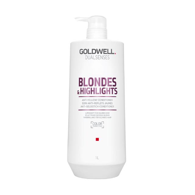 foto кондиціонер проти жовтизни goldwell dualsenses blondes & highlights anti-yellow conditioner для освітленого волосся, 1 л