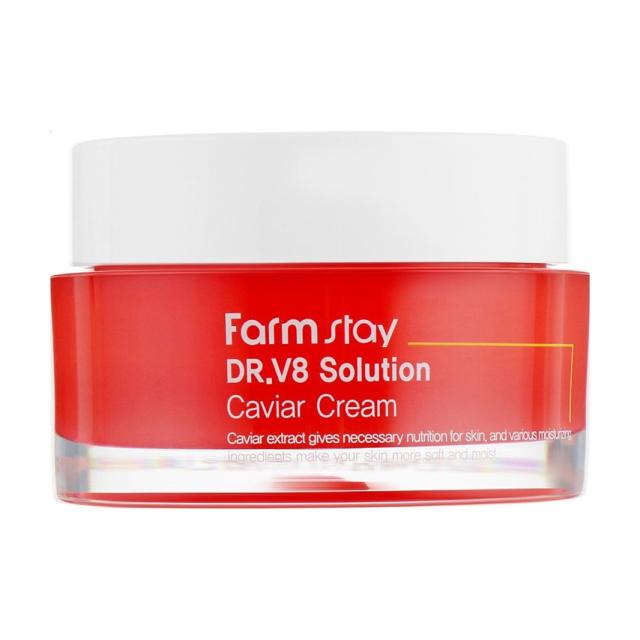 foto освітлювальний крем для обличчя farmstay dr.v8 solution caviar cream, 50 мл