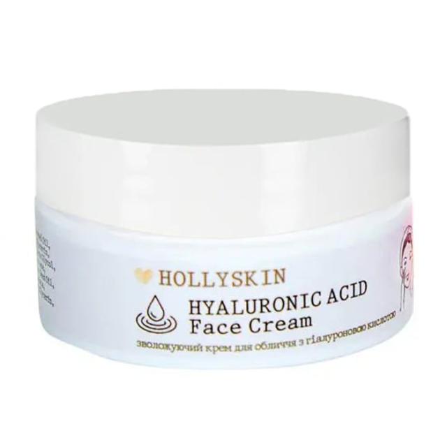 foto зволожувальний крем для обличчя hollyskin hyaluronic acid face cream з гіалуроновою кислотою, 50 мл