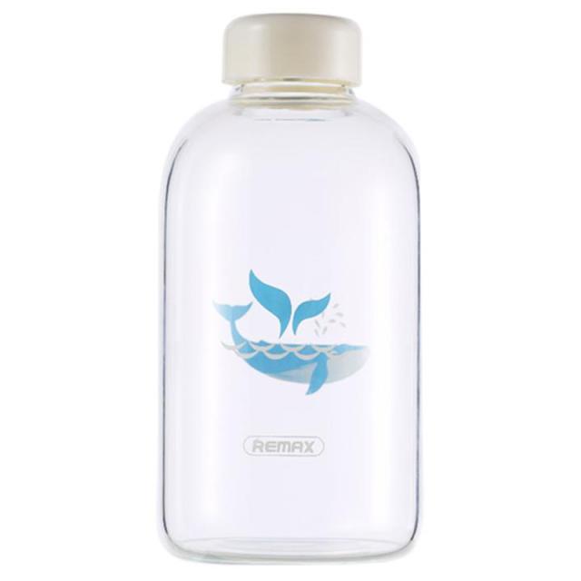 foto пляшка для води remax glass bottle rt-cup33 whale 650ml (кит / біла) 1165325
