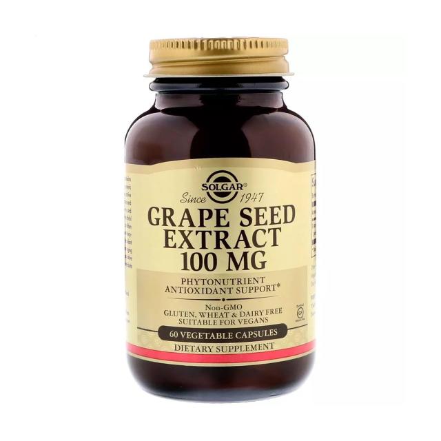 foto харчова добавка в капсулах solgar grape seed extract екстракт виноградних кісточок 100 мг, 60 шт