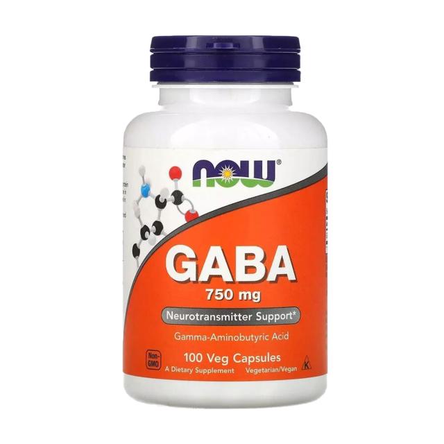 foto харчова добавка в капсулах now foods gaba гамма-аміномасляна кислота 750 мг, 100 шт