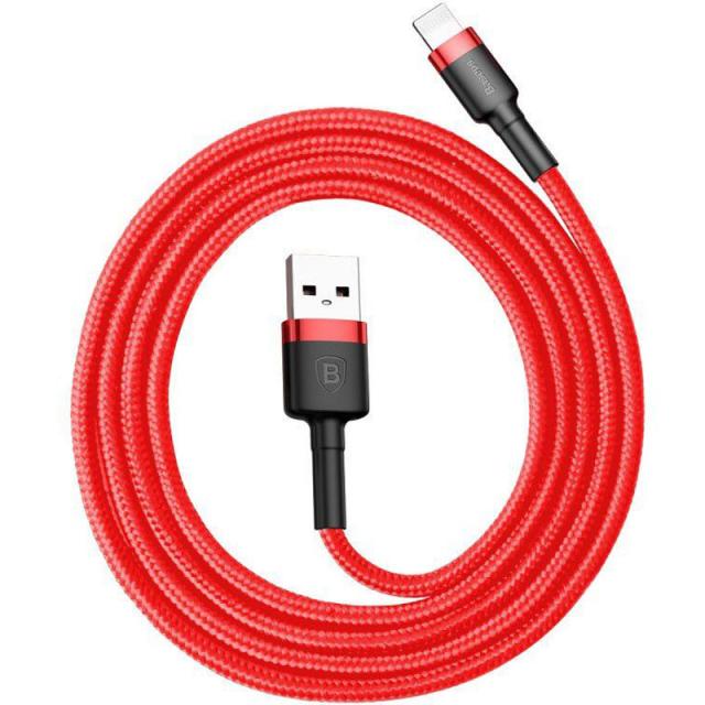 foto дата кабель baseus cafule lightning cable 2.4a (0.5m) (calklf-a) (червоний) 770120