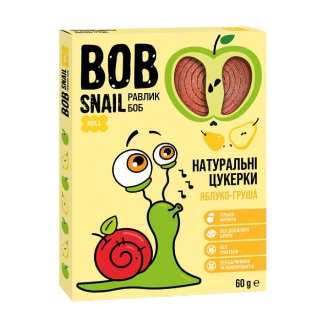 foto натуральні цукерки bob snail яблуко-груша, 60 г