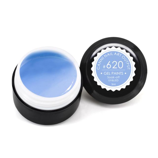 foto гель-фарба canni nail art output gel paints soak-off uv&led 620 пастельно-блакитна, 5 мл