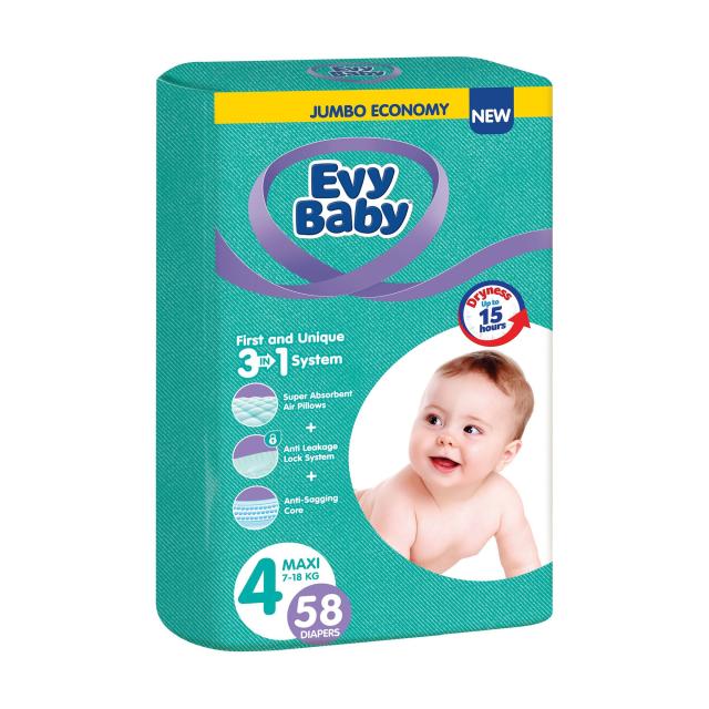 foto підгузки evy baby maxi розмір 4 (7-18 кг), 58 шт